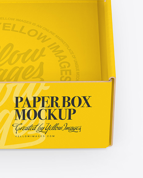 Download Opened Paper Box Mockup In Box Mockups On Yellow Images Object Mockups PSD Mockup Templates