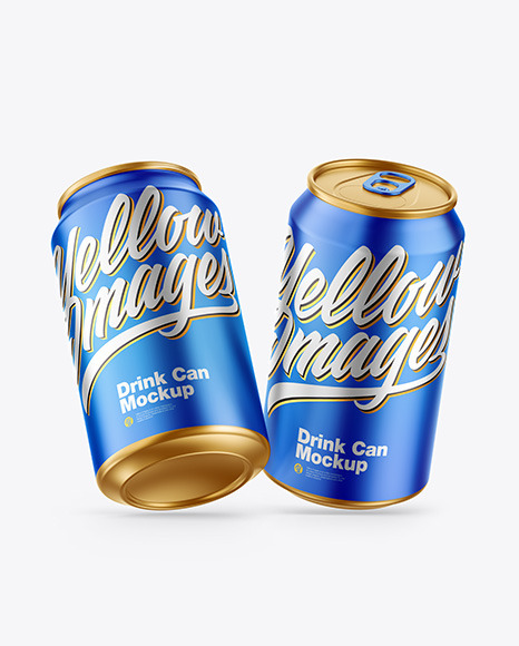 Matte Metallic Drink Cans Mockup PSD #2