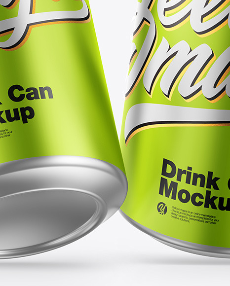 Matte Metallic Drink Cans Mockup PSD #7