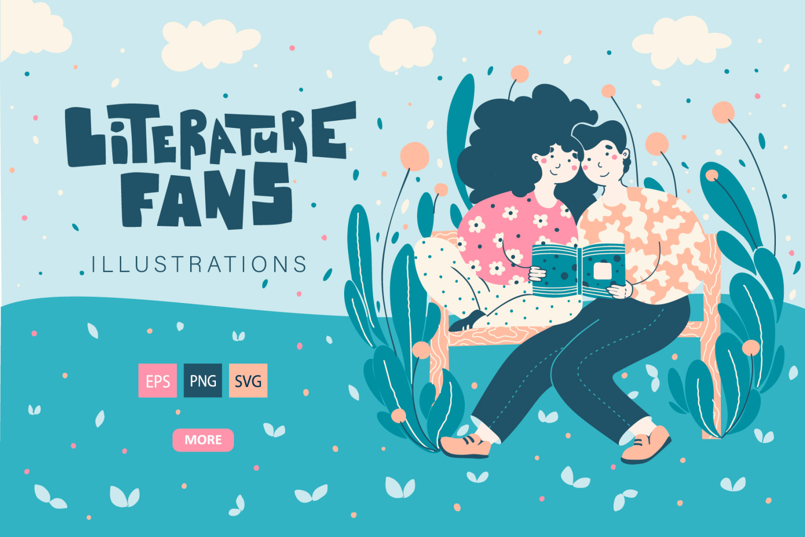 Download Literature Fans Cute Illustration In Illustrations On Yellow Images Creative Store PSD Mockup Templates