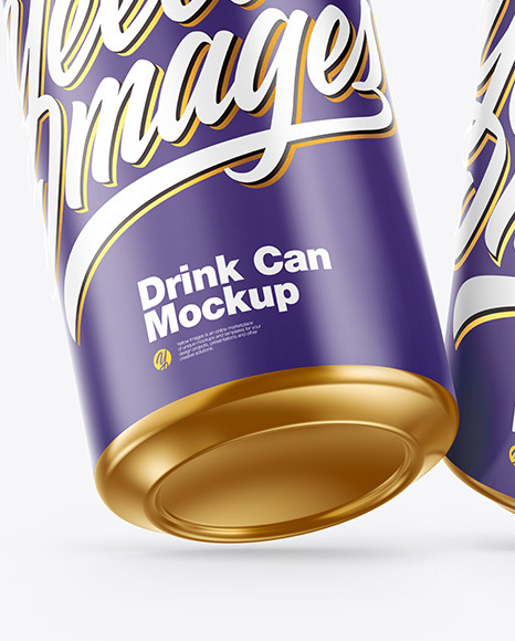 Three Metallic Drink Cans w  Glossy Finish Mockup PSD #6