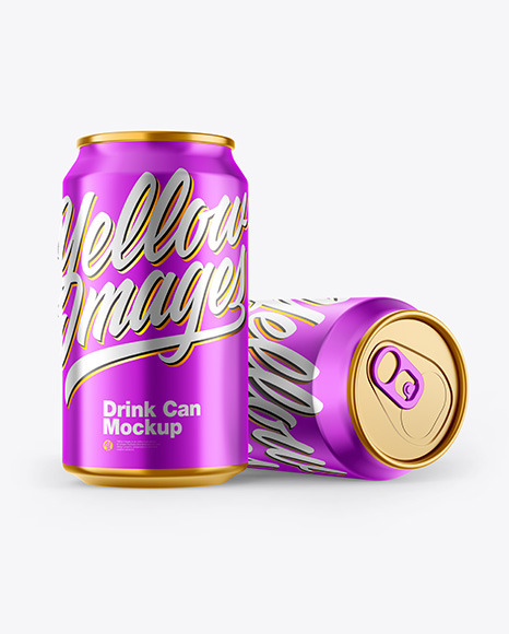 Glossy Metallic Drink Cans Mockup PSD #2