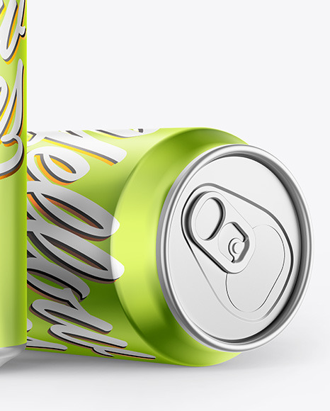 Glossy Metallic Drink Cans Mockup PSD #6