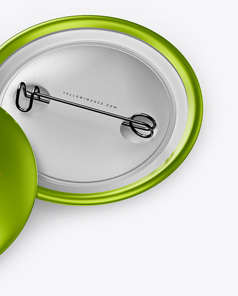 Two Metallic Button Pins Mockup PSD #6