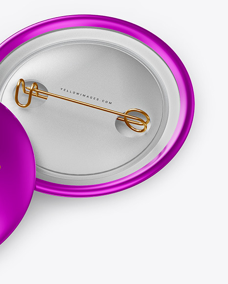 Two Metallic Button Pins Mockup PSD #5