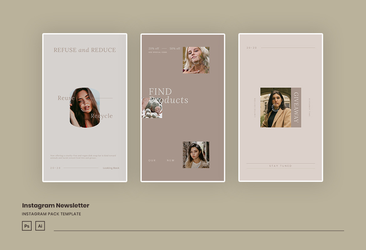 Minimalist Instagram Newsletter Template on Yellow Images Creative Store