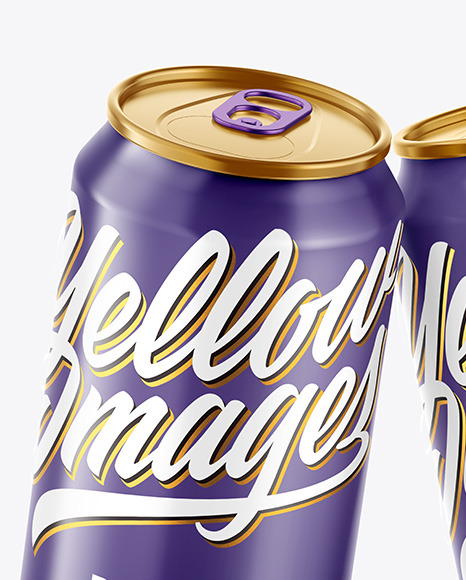 Two Metallic Drink Cans w  Glossy Finish Mockup PSD #1
