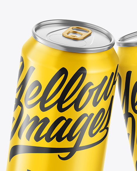 Two Metallic Drink Cans w  Glossy Finish Mockup PSD #5