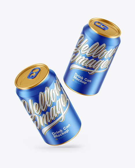 Matte Metallic Drink Cans Mockup PSD #2