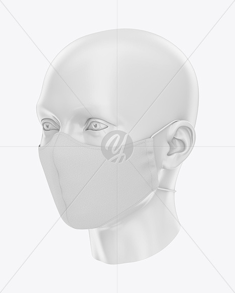 Download Face Mask With Elastic Cord Front Half Side View In Apparel Mockups On Yellow Images Object Mockups