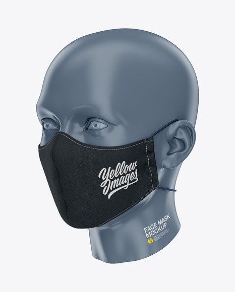 Download Face Mask With Elastic Cord Front Half Side View In Apparel Mockups On Yellow Images Object Mockups