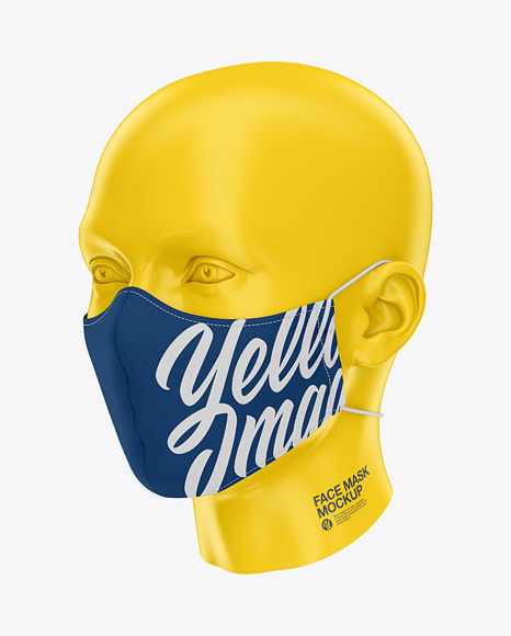 Download Face Mask With Elastic Cord Front Half Side View In Apparel Mockups On Yellow Images Object Mockups