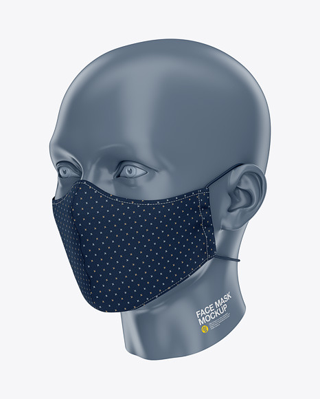 Download Face Mask with Elastic Cord - Front Half-Side View in ...