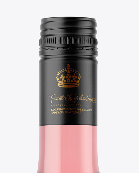 Clear Glass Pink Wine Bottle Mockup PSD #2