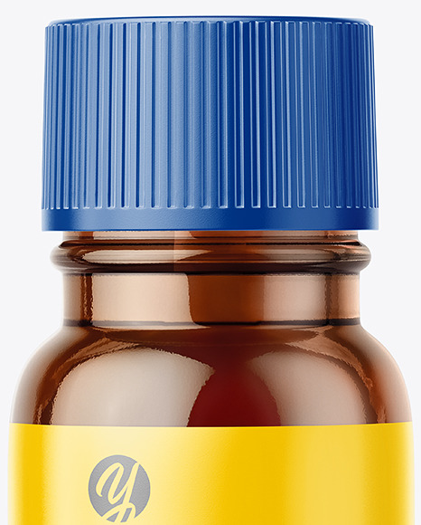Small Amber Glass Bottle With Plastic Cap Mockup   Front View PSD #7