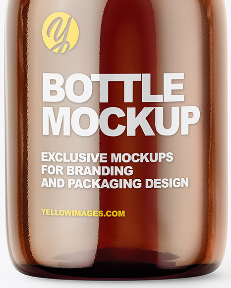 Download Small Amber Glass Bottle With Plastic Cap Mockup Front View In Bottle Mockups On Yellow Images Object Mockups