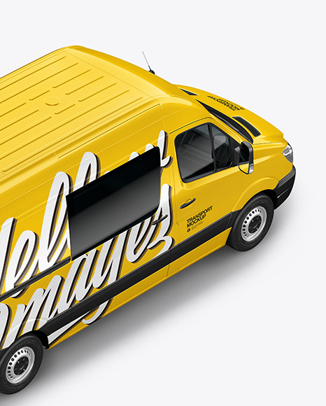 Van Mockup - Half Side View (High-Angle Shot)