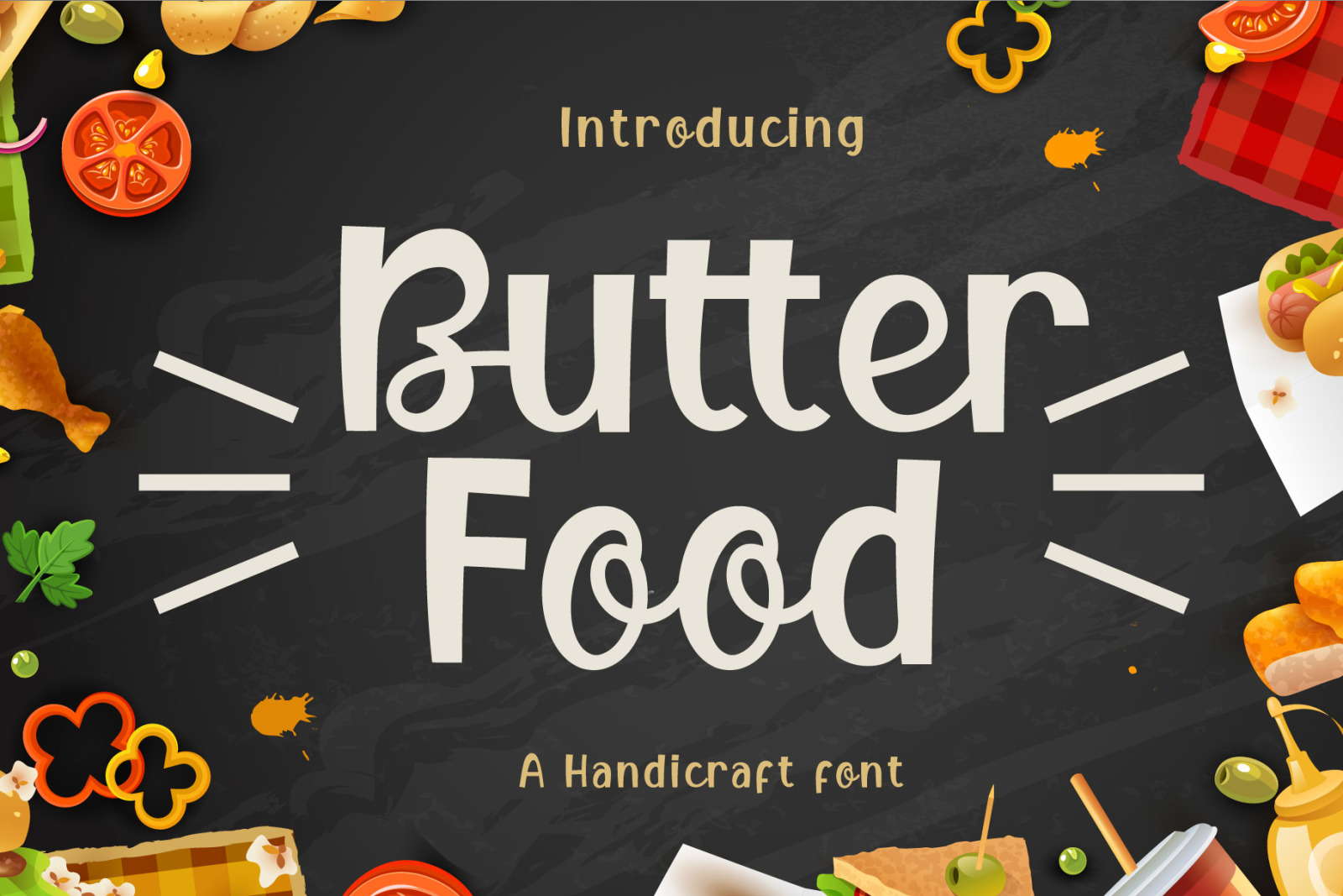 Butter Food Font In Fonts On Yellow Images Creative Store