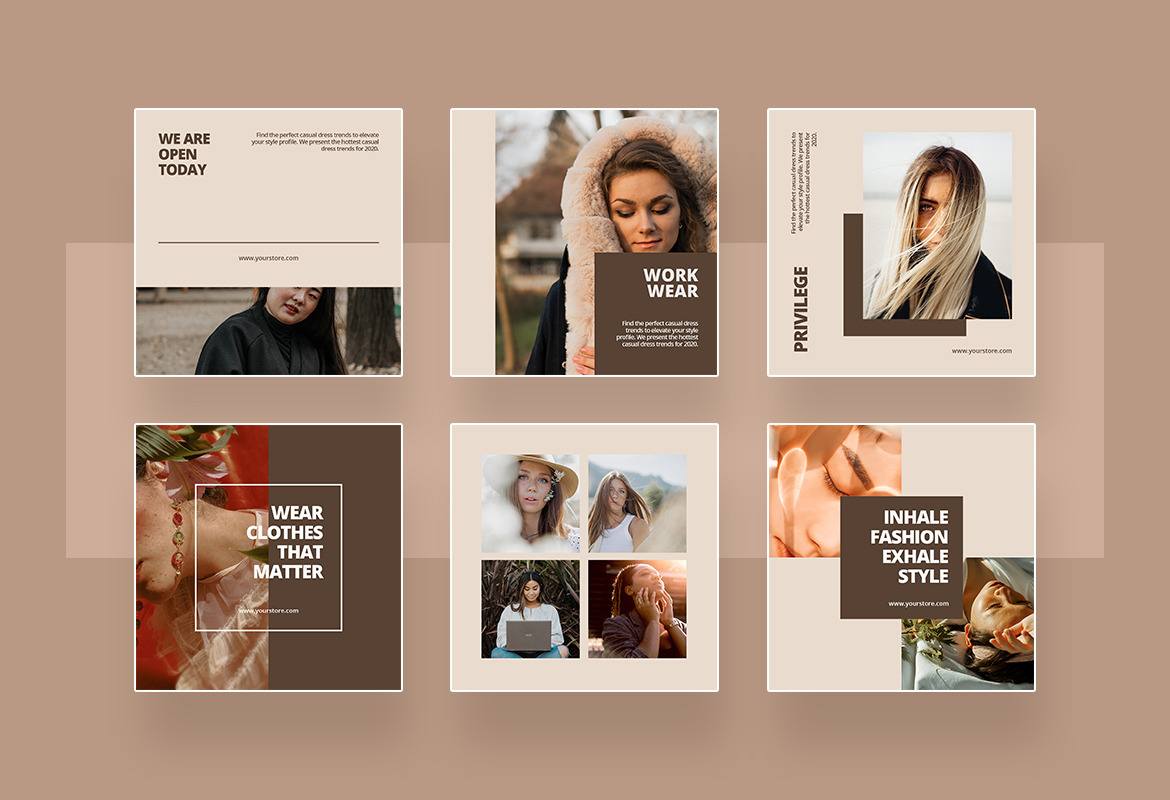 Elegant Beauty Company Instagram Template on Yellow Images Creative Store