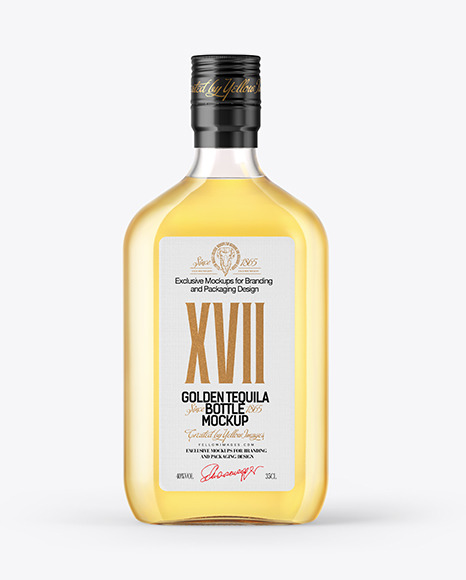 Download Glass Tequila Bottle Mockup In Bottle Mockups On Yellow Images Object Mockups