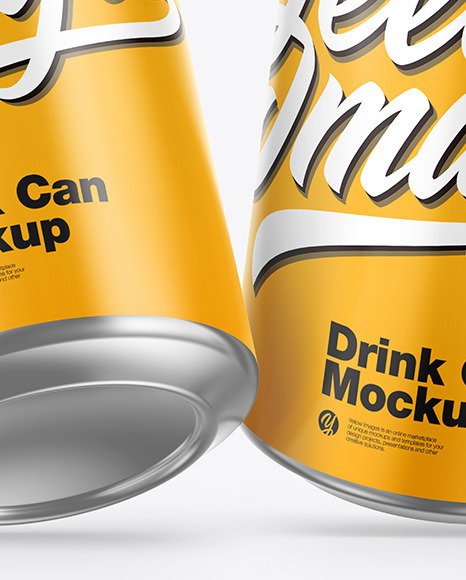 Two Metallic Drink Cans w  Glossy Finish Mockup PSD #5