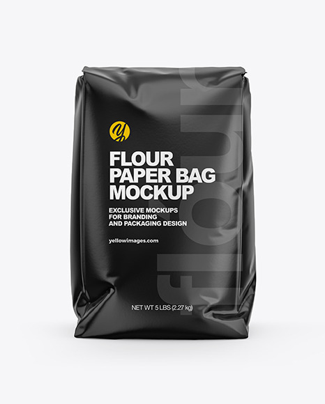 Glossy Paper Flour Bag Mockup In Bag Sack Mockups On Yellow Images Object Mockups