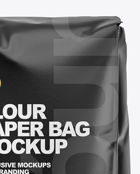 Download Glossy Paper Flour Bag Mockup In Bag Sack Mockups On Yellow Images Object Mockups