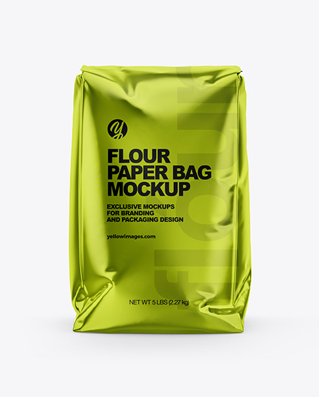 Download Metallized Paper Flour Bag Mockup In Bag Sack Mockups On Yellow Images Object Mockups Yellowimages Mockups