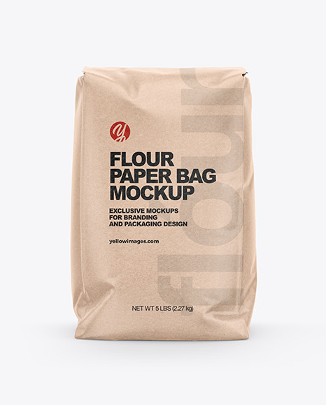 Download Kraft Paper Flour Bag Mockup In Bag Sack Mockups On Yellow Images Object Mockups PSD Mockup Templates