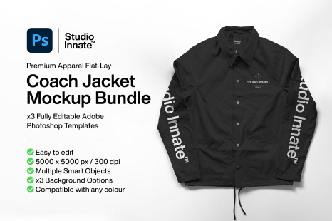 Download Coach Jacket - Mockup Bundle in Apparel Mockups on Yellow ...