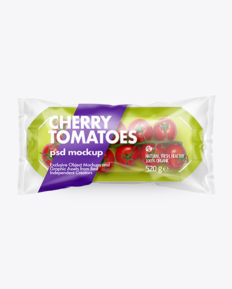 Paper Tray With Cherry Tomatoes Mockup