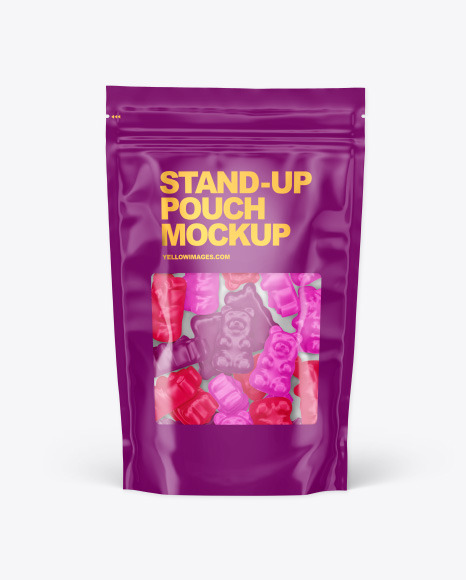 Stand up Pouch with Gummies Mockup PSD #2