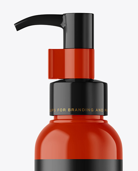 Glossy Cosmetic Bottle with Pump Mockup PSD #3