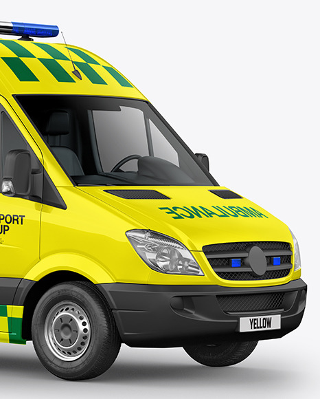Van Ambulance Mockup   Half Side View PSD #6