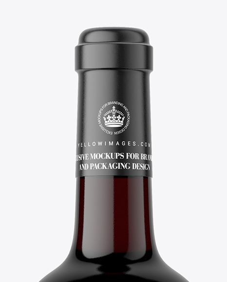 Dark Glass Red Wine Bottle Mockup PSD #3