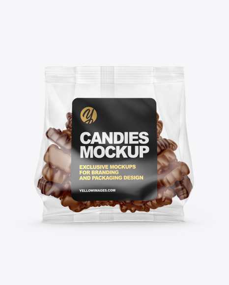 Download Plastic Bag With Gummies Mockup In Bag Sack Mockups On Yellow Images Object Mockups