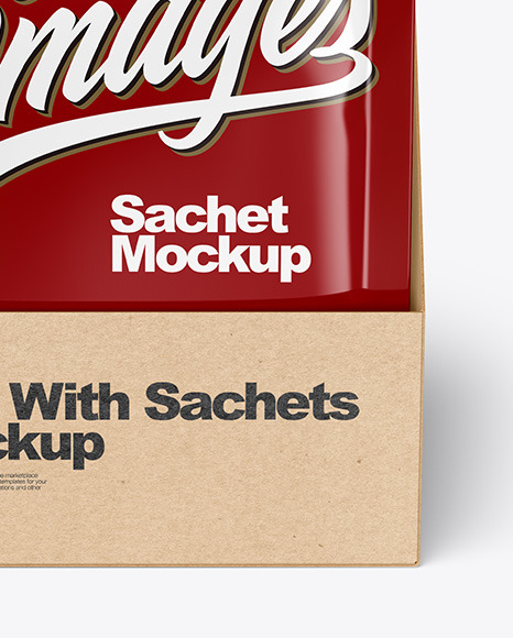 Box with Glossy Sachets Mockup PSD #6