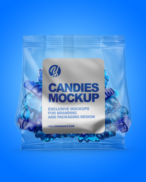 Download Plastic Bag with Gummies Mockup in Bag & Sack Mockups on Yellow Images Object Mockups