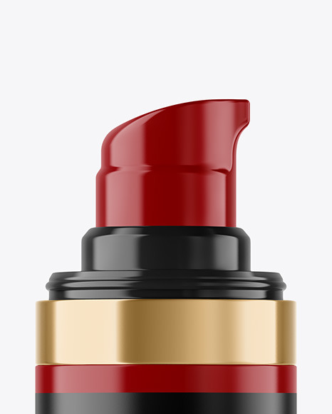 Glossy Cosmetic Bottle with Pump Mockup PSD #1