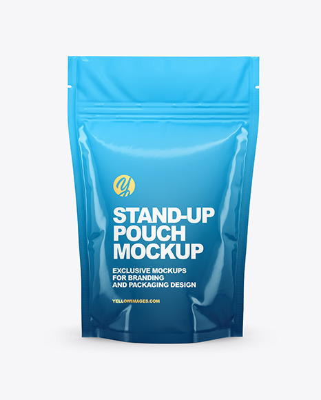 Download Glossy Stand Up Pouch Mockup In Pouch Mockups On Yellow Images Object Mockups