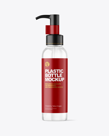 Clear Cosmetic Bottle with Pump Mockup