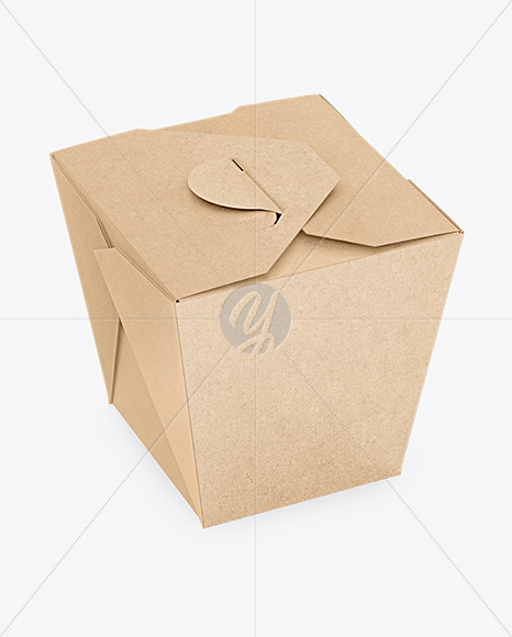 Kraft Paper Noodles Box Mockup High Angle Shot In Box Mockups On Yellow Images Object Mockups