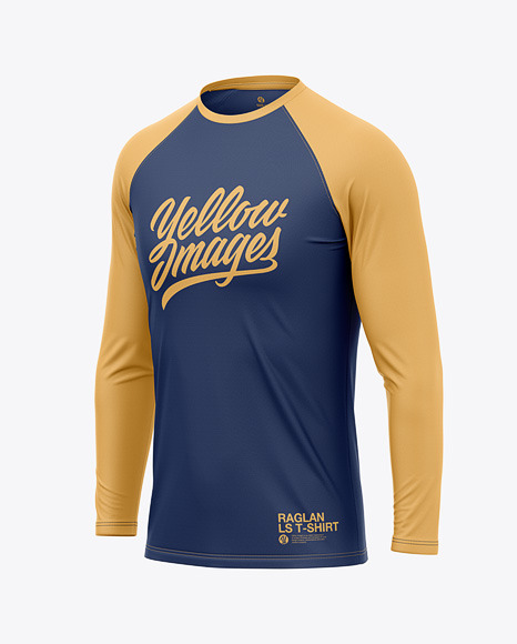 Men's Raglan Long Sleeve T-Shirt Mockup - Half Side View ...