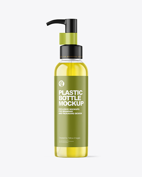 Clear Cosmetic Bottle with Pump Mockup