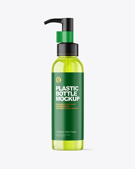 Color Plastic Cosmetic Bottle with Pump Mockup