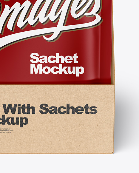 Box with Matte Sachets Mockup PSD #6