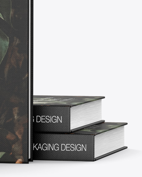 Hardcover Books w Fabric Cover Mockup PSD #1