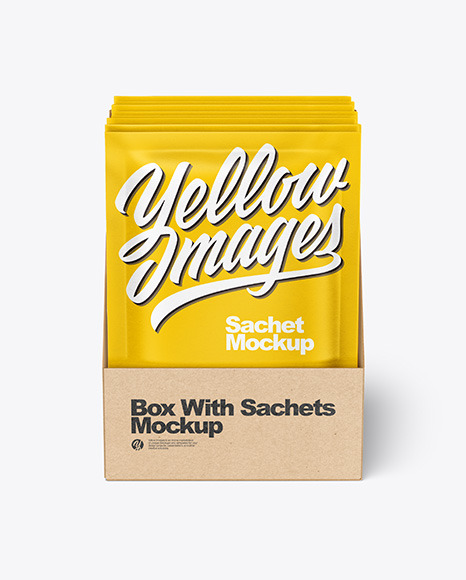 Box with Paper Sachets Mockup PSD #3