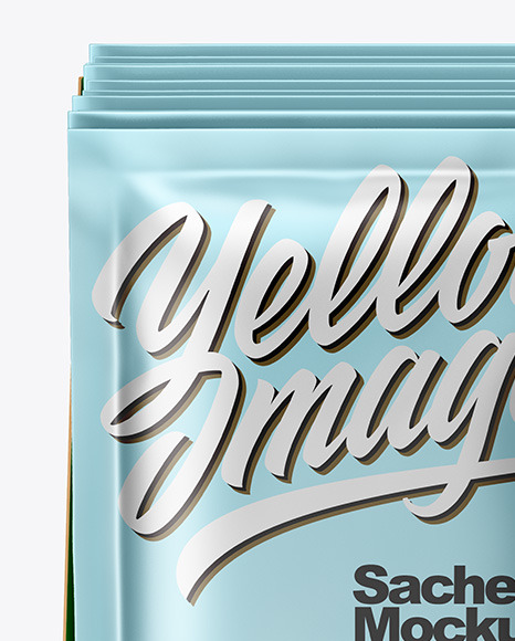 Box with Metallic Sachets Mockup PSD #1