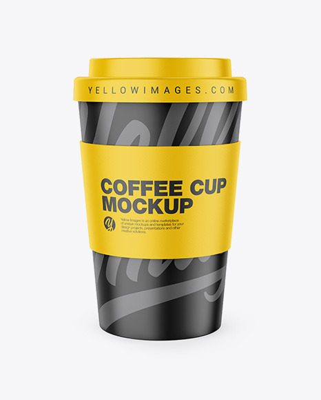 Download Reusable Coffee Cup With Holder Mockup In Cup Bowl Mockups On Yellow Images Object Mockups Yellowimages Mockups